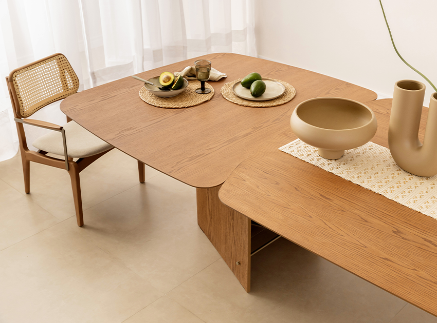 mesa de jantar carlota com tampo bipartido